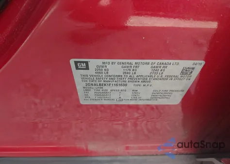 2015 Chevrolet Equinox 1Lt z USA, uszkodzony, nr VIN 2GNALBEK1F1161639